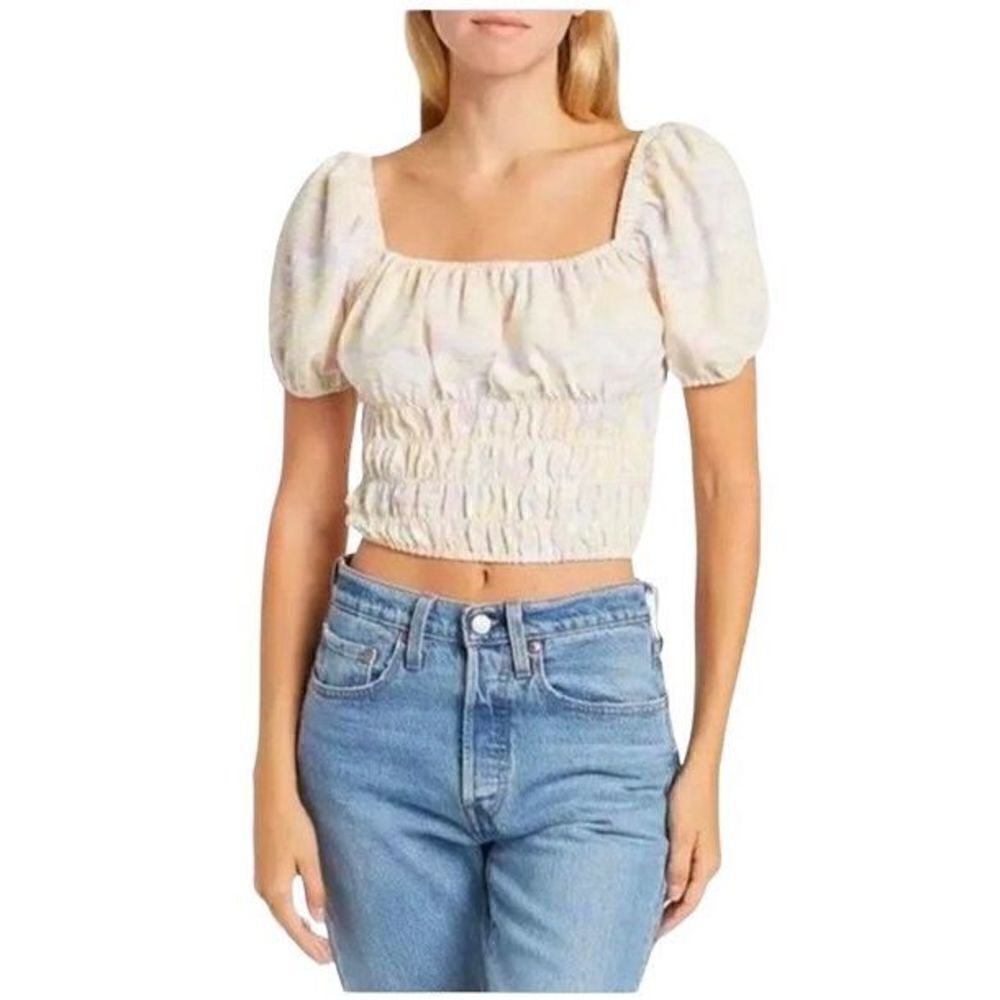 Elodie Square Neck Smocked Crop Top Medium